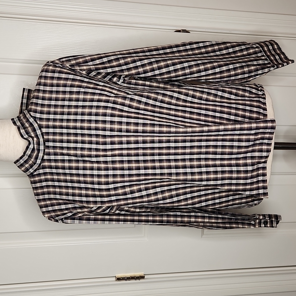 Zara Black and White Plaid Top